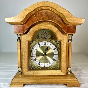 VTG 90s Tempus Fugit Quartz Mantel Clock Traditional Wood Reproduction FOR PARTS